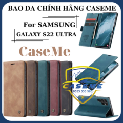 Bao da cao cấp dành cho Samsung Galaxy S22 Ultra dạng ví chính hãng Caseme