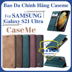 Bao da cao cấp dành cho Samsung Galaxy S21 Ultra dạng ví chính hãng Caseme