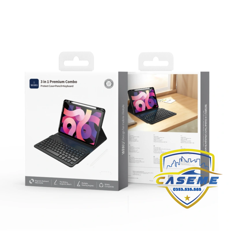Bao da iPad WiWU MK-006 chống sốc, sang trọng, tháo rời từ tính
