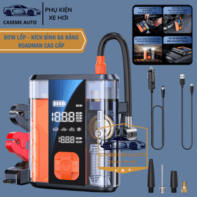 Bơm lốp kiêm kích bình ô tô Roadman 8800mAh đa năng