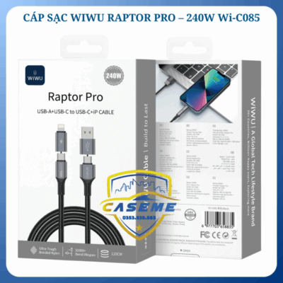 Cáp sạc nhanh 240W WIWU Raptor Pro chính hãng