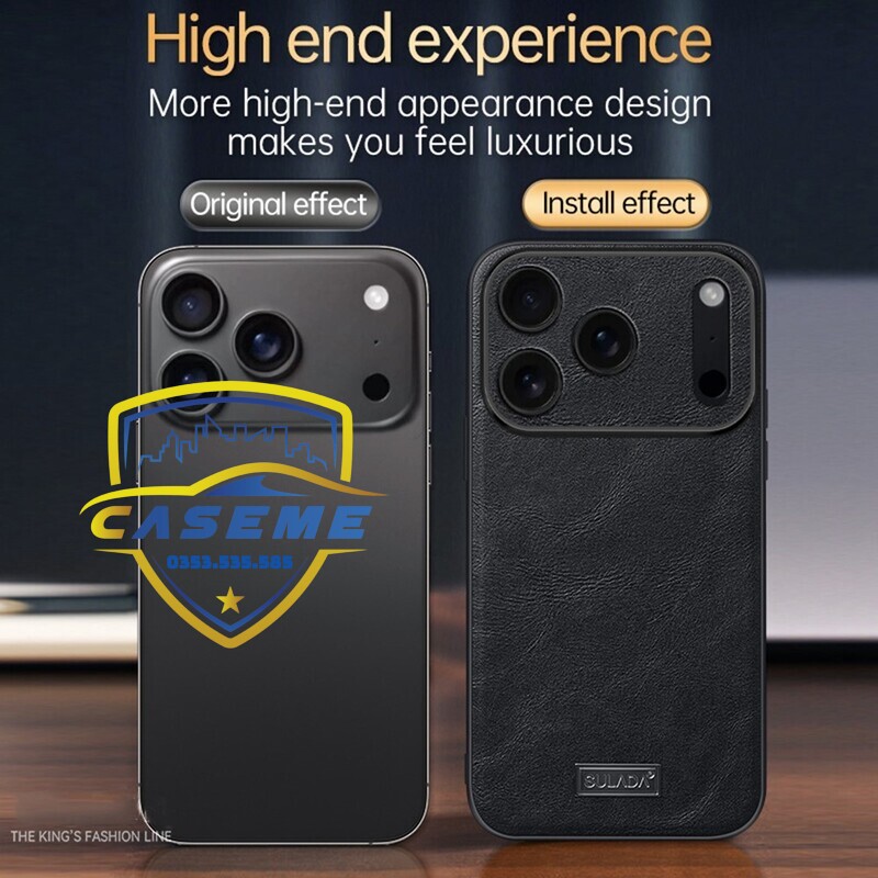 Ốp da iPhone 17 Pro Max chống trầy xước sang trọng