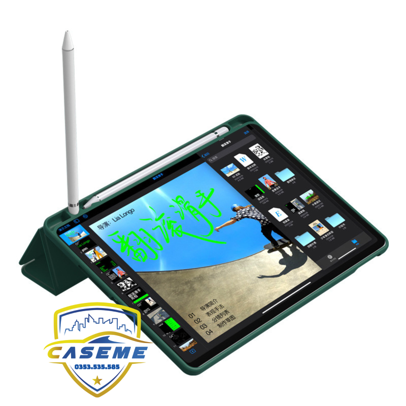 Bao da KAKUSIGA TPU iPad Air có khay để bút chống trầy xước mỏng nhẹ