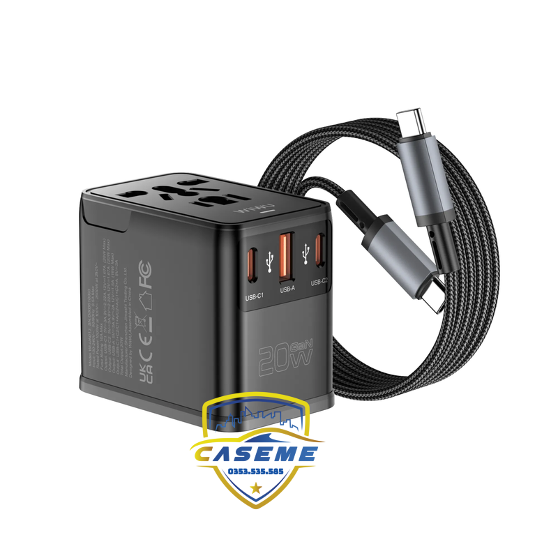Củ sạc du lịch WiWU 20W kèm cáp USB C