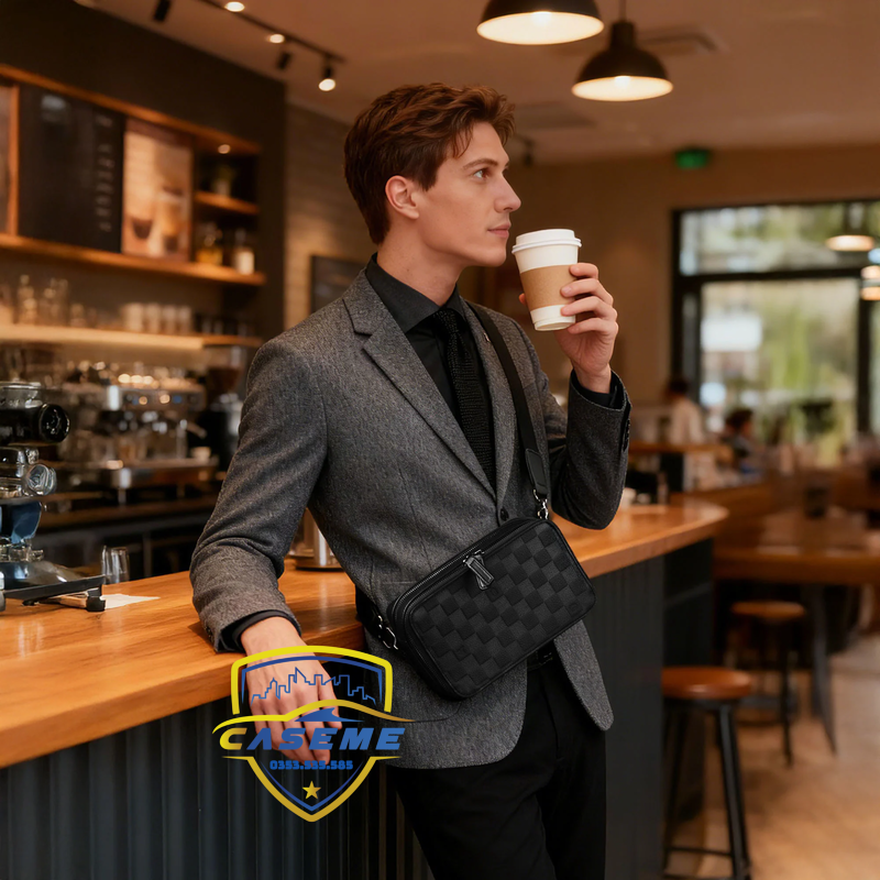 Túi đeo chéo nam WIWU khóa vân tay cao cấp